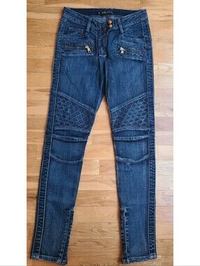 Balmain 2012 Heavy Quilted Biker Jeans Size 26 | Women’s Skinny | Rare AW12